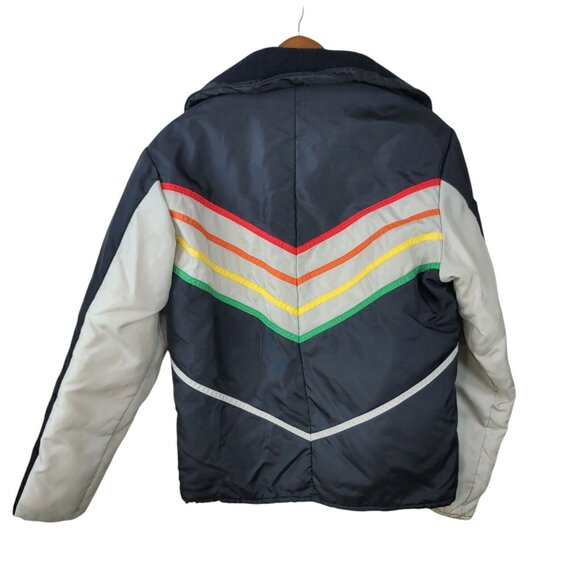 Vintage 70s John Deere Snowmobile Jacket Coat Mens Small Medium Stripe Black 80s - Picture 5 of 6